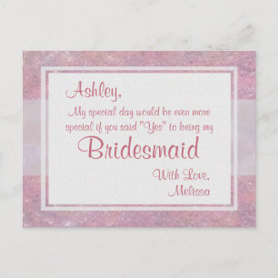 Wees mijn bruidsmeisje   Fuchsia Uitnodiging Briefkaart