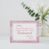 Wees mijn bruidsmeisje | Fuchsia Uitnodiging Briefkaart (Staand voorkant)