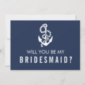 Wees mijn bruidsmeisje Kaart | Nautisch touw en an (Voorkant)