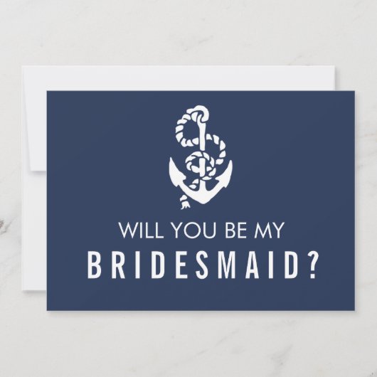 Wees mijn bruidsmeisje Kaart | Nautisch touw en an (Voorkant)