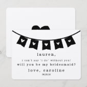 Wees mijn bruidsmeisje Kaart | Rustic Kraft Hearts (Voorkant / Achterkant)