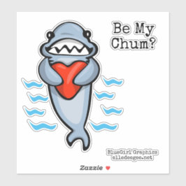 Wees mijn Chum Shark Valentijn Sticker