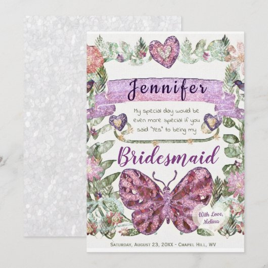 Wees mijn dienstmeisje met hart kaart (Voorkant / Achterkant)