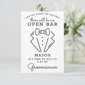 Wees mijn Groomsman Kaart - Grappig (Staand voorkant)