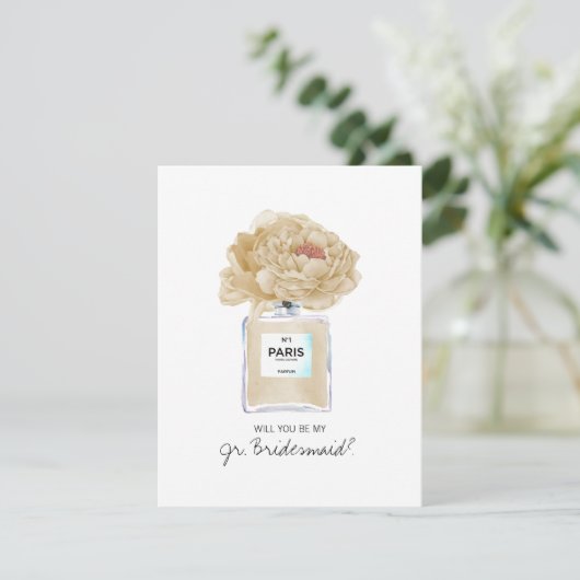 Wees mijn Jr Bridesmaid Champagne Peony & Perfume (Staand voorkant)