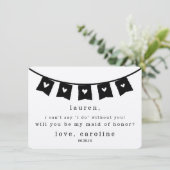 Wees mijn Maid of Honor Kaart | Rustic Kraft Heart (Staand voorkant)