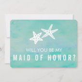 Wees mijn Maid of Honor Kaart | Zeesterren Aqua (Voorkant)