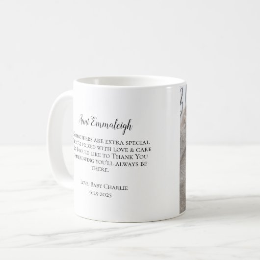 Wees mijn peetmoeder dank u foto koffiemok (Voorkant links)