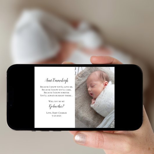 Wees mijn peetmoeder voorstel foto kaart