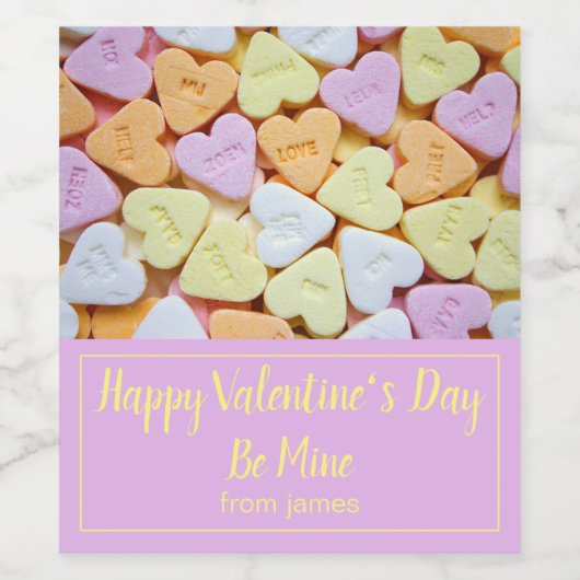 Wees mijn Snoep harten Valentijn Wijn Etiket (Enkel label)