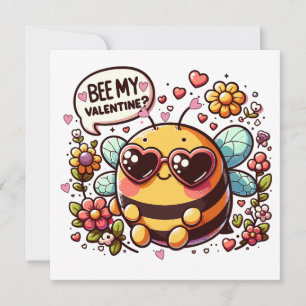Wees mijn Valentijn? - Charmante Bij Valentijnskaa Feestdagenkaart