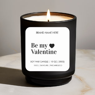 Wees mijn Valentijn Custom Zwart-witte kaars Vierkante Sticker