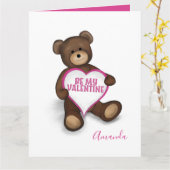 Wees mijn Valentijn Cute Teddy Bear Kaart (Gele Bloem)