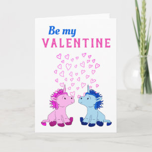 Wees mijn Valentijn Cute Unicorns Valentijnsdag Feestdagen Kaart