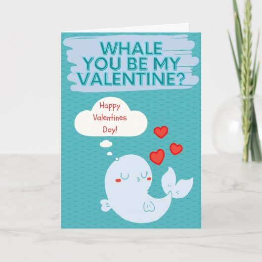 Wees mijn Valentijn Grappige Walvis Kaart (Voorkant)