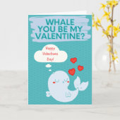 Wees mijn Valentijn Grappige Walvis Kaart (Gele Bloem)