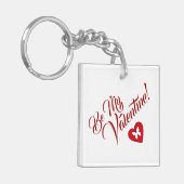 Wees mijn Valentijn Hart en Vlinder Sleutelhanger (Voorkant Links)