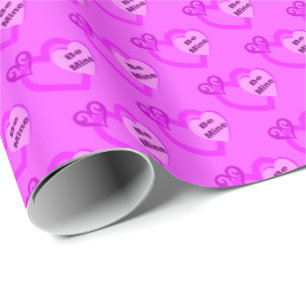 Wees Mijn Valentijn Hartjes Roze Inpakpapier