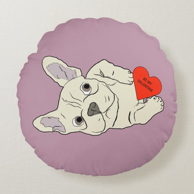 Wees mijn Valentijn, hond Rond Kussen (Voorkant)