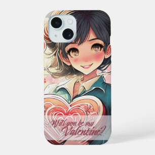 Wees mijn Valentijn in Manga stijl 31470 iPhone 15 Hoesje