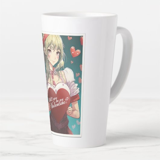 Wees mijn Valentijn in Manga Stijl 33893 Latte Mok (Rechterhoek)