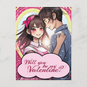 Wees mijn Valentijn in Manga stijl 58477 Feestdagenkaart