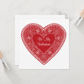 Wees mijn Valentijn kanten hart Kaart (Voorkant / Achterkant in situ)
