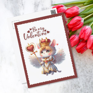 Wees mijn Valentijn Knuffel Chibi Kat Valentijn Feestdagenkaart
