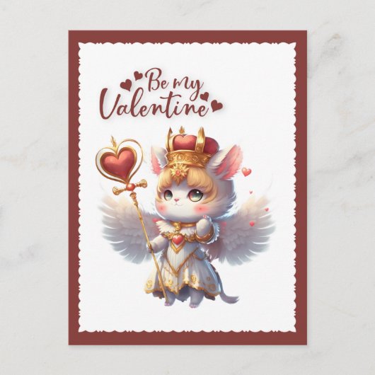 Wees mijn Valentijn Knuffel Chibi Kat Valentijn Feestdagenkaart (Voorkant)