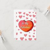 Wees mijn Valentijn Lief Hart Snoep Tekening Kaart (Voorkant / Achterkant in situ)