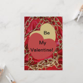 Wees mijn Valentijn Liefdesharten goud & rood vale Kaart (Voorkant / Achterkant in situ)