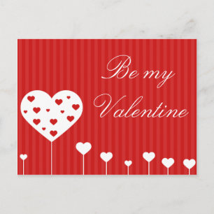 Wees mijn Valentijn, lieflijk rood wit hart Feestdagenkaart