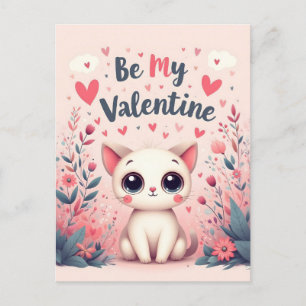 Wees mijn Valentijn Lieve Kat Illustratie Briefkaart