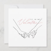 Wees Mijn Valentijn Lijnen Kunst Handen Vasthouden Feestdagenkaart (Voorkant)