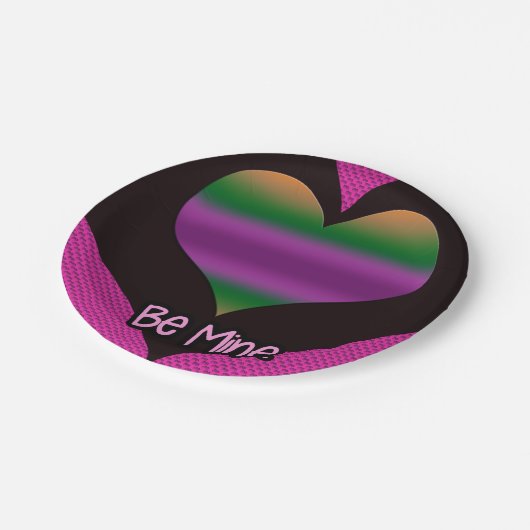 Wees mijn Valentijn Paars hart Papieren Bordje (Gekanteld)