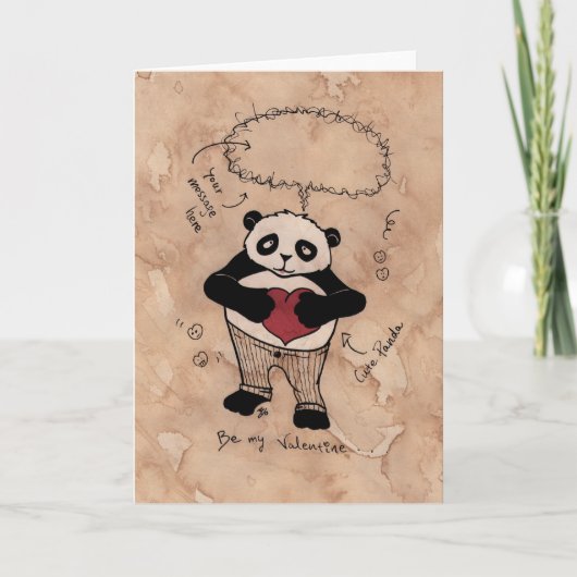 Wees mijn Valentijn, Panda Feestdagen Kaart (Voorkant)