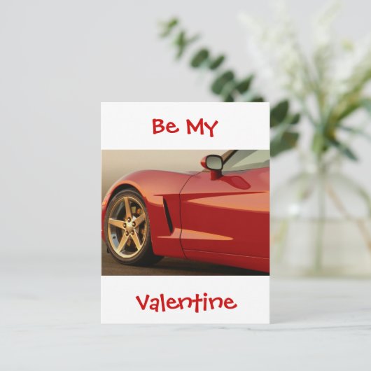 Wees mijn Valentijn Red Corvette Feestdagenkaart (Staand voorkant)