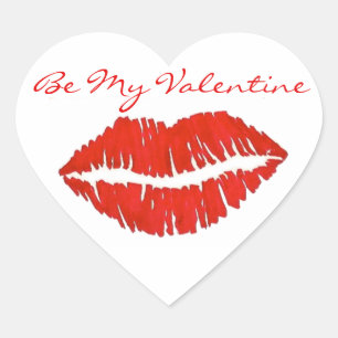 Wees mijn Valentijn Red Lipstick Kiss Love Lip Pri Hart Sticker