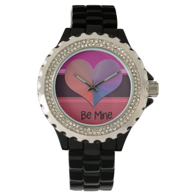 Wees mijn Valentijn reflecterend hart Horloge (Voorkant)