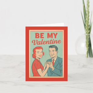 Wees mijn Valentijn Retro Groetkaart Kaart