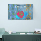 Wees mijn Valentijn Romantisch Roos die hartblauw  Spandoek (Beurs)