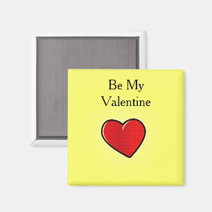 Wees mijn valentijn rood hart op geel magneet
