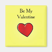 Wees mijn valentijn rood hart op geel magneet (Voorkant)