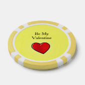 Wees mijn valentijn rood hart op geel poker chips (Enkel)
