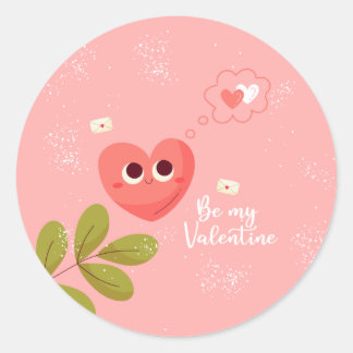 Wees mijn Valentijn roze hart Ronde Sticker