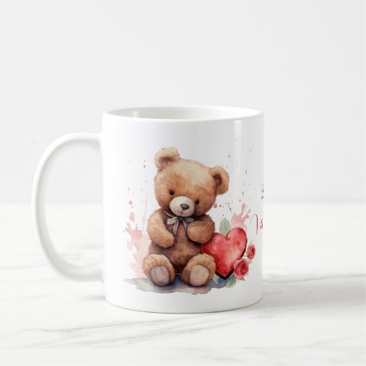 Wees mijn Valentijn Teddy Bear Koffie Mok (Links)