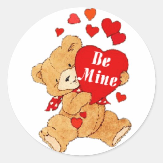 Wees mijn Valentijn Teddy Ronde Sticker (Voorkant)