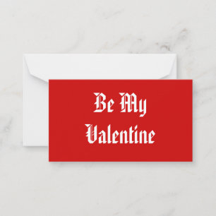 Wees mijn Valentijn. Valentijnsdag. Red en White. Notitiekaartje