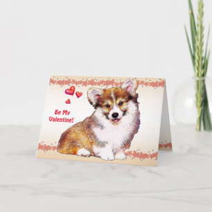 Wees mijn Valentijn Welsh Corgi Feestdagen Kaart