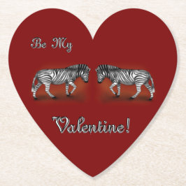 "Wees mijn Valentijn! Zebra's" Kartonnen Onderzetters